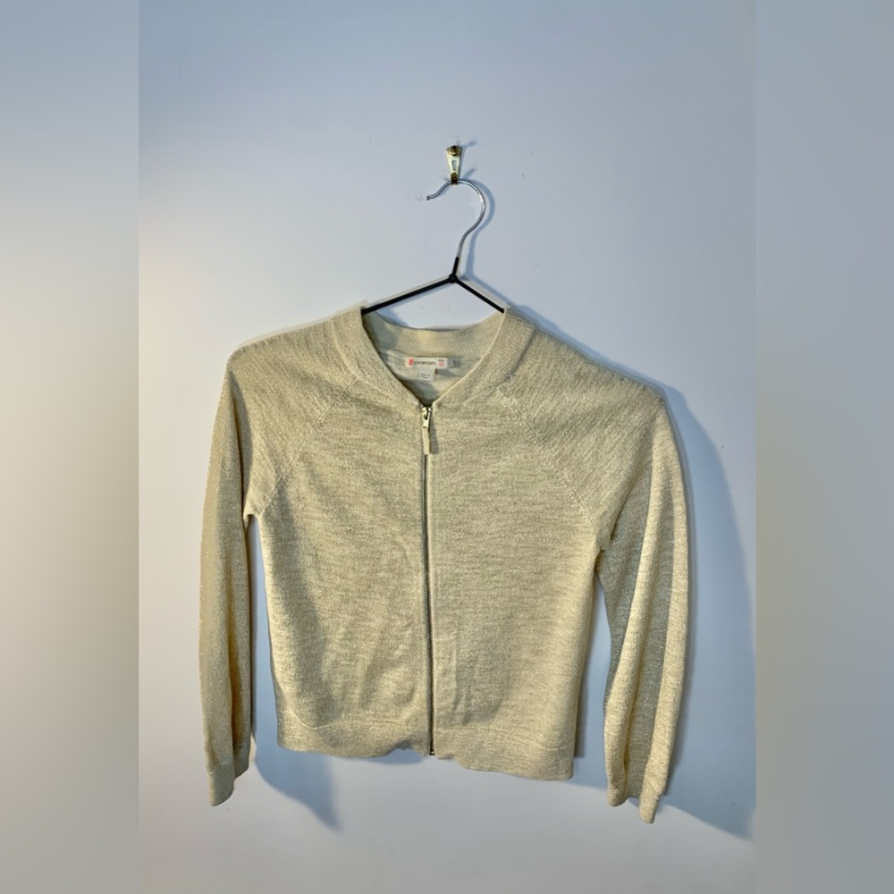 Crewcuts Cream Zip-Up Sweater